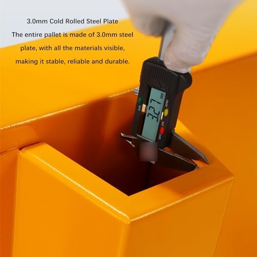 Industrial Spill Containment Pallet with Drain and Wheels, Leakproof Storage Tray for Warehouses, Factories, and Garages, Ideal for Washing Machines and Oil Drums,Yellow-65x65x15CM/25.6x25.6x5.91in