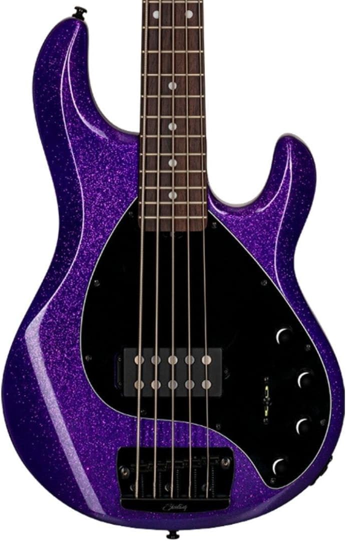 Sterling by Music Man 5 String Bass Guitar, Right, Purple Sparkle (RAY35-PSK-R2)