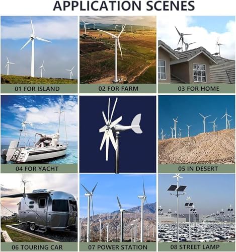 15000W Wind Turbine Generator Kit with MPPT Controller, 8 Blades, 12/24/48V/110V/220V, Ideal for Hybrid Solar Systems, Marine, RV, Home Use (24V)