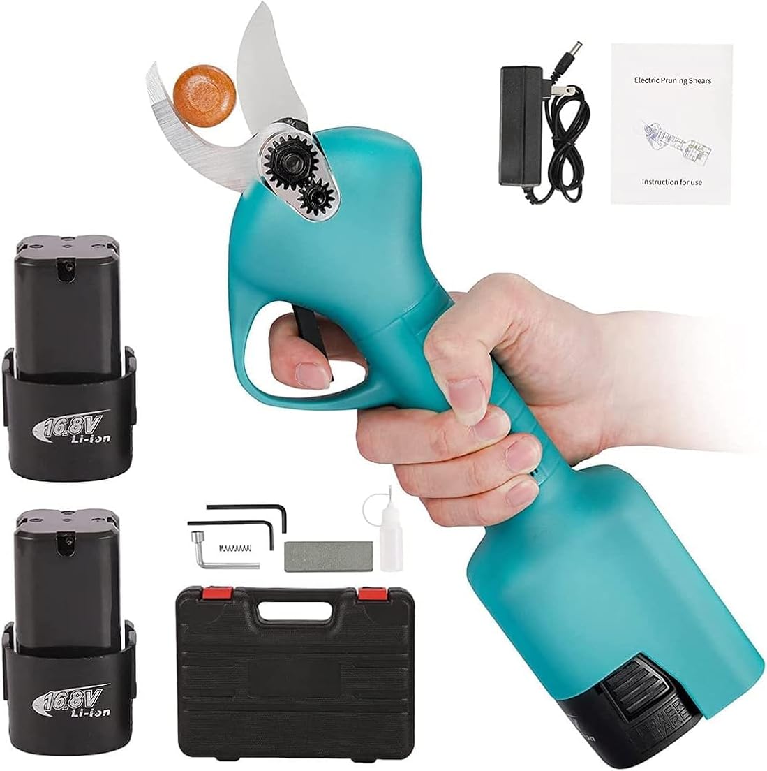 CAJUCA Electric Pruning Shears Cordless Electric Pruner with 2 Lithium Battery 32Mm Cutting Diameter Garden Rechargeable Power Scissors