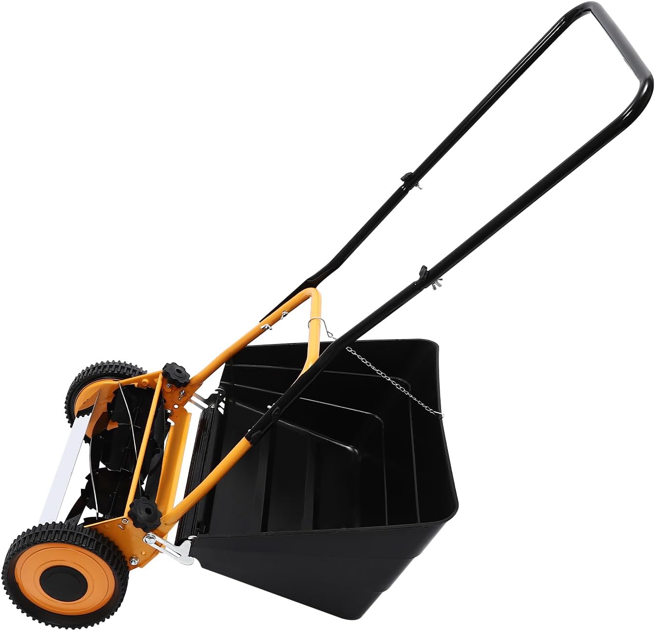 TBVECHI 14-Inch 5-Blades Reel Lawn Mower with Grass Catcher, Manual Lawn Mower Push Lawn Mower Adjustable Cutting Heigh, Yellow