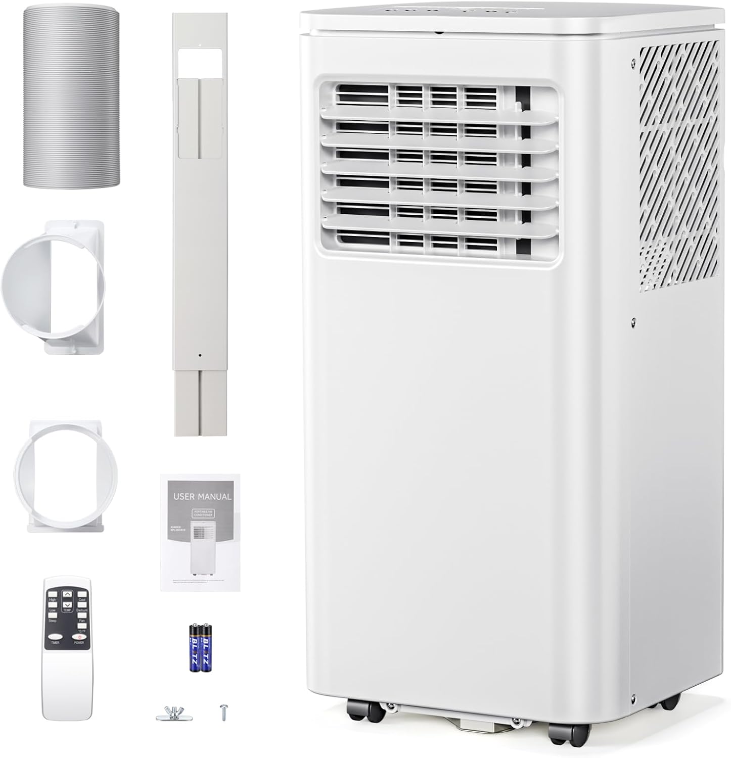 Portable Air Conditioner 8000 BTU, Remote Control, 4 in 1 protable ac, Cools 350sq. ft, 24 Hour Timer, Quiet Operation,Window Fan, 2 Speed for Bedroom Office Home Dorm