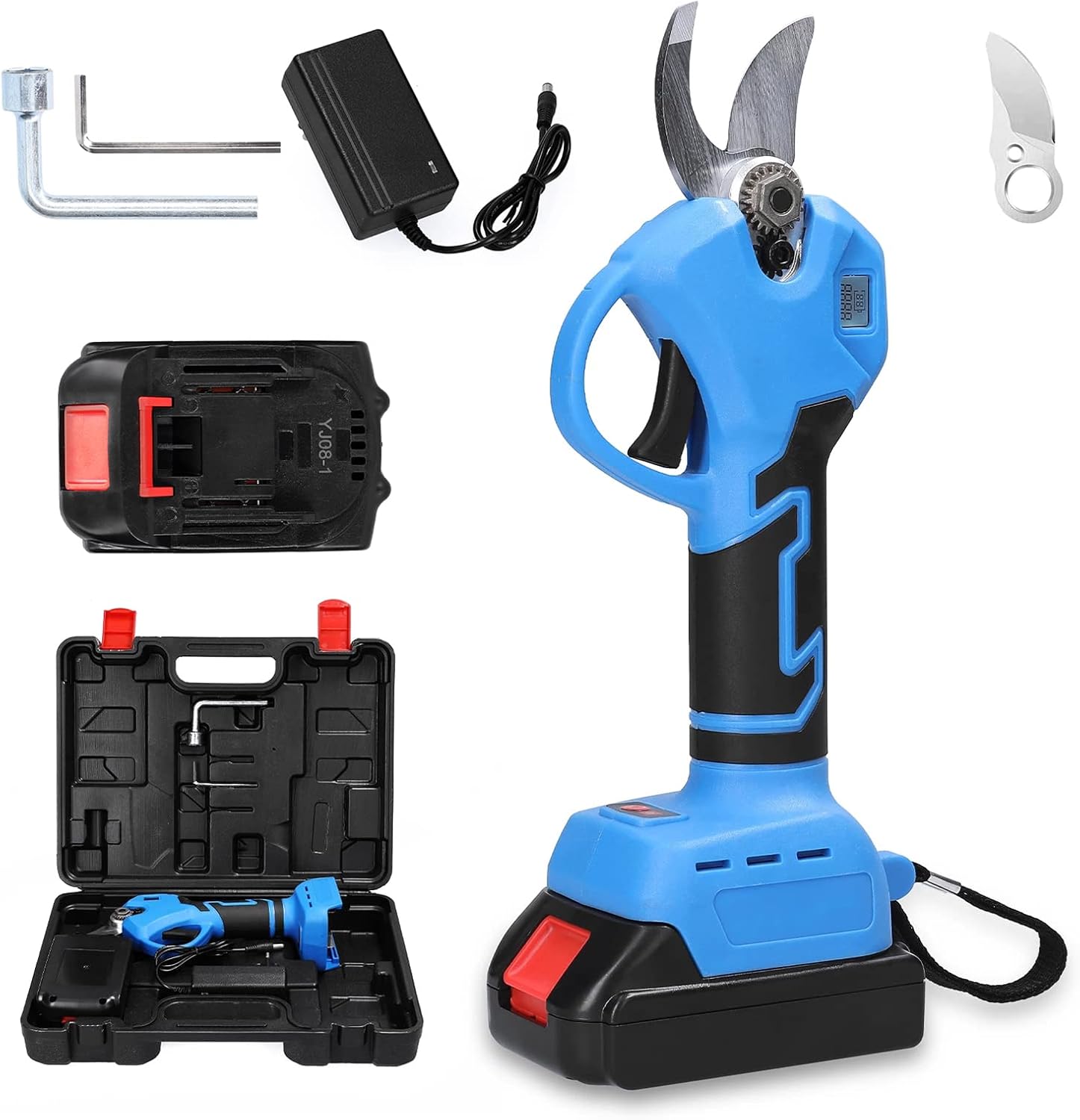 Professional Cordless Electric Pruning Shears with LCD Screen, Pruning Shears Battery Powered with Brushless Motor 2 Rechargeable 2Ah Lithium, Tree Branch Pruner 25Mm[0.98Inch] Cutting Diameter