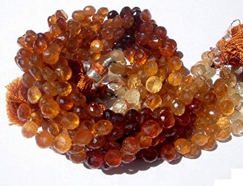 13 inch natural beads strand of 5-6mm faceted onion hessonite garnet gemstone briolletes beads for DIY jewelry - necklace, bracelet, earring, ring.