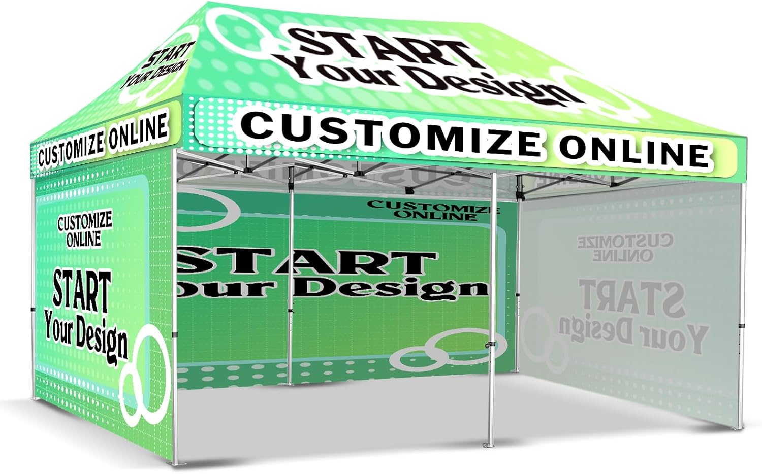 10x20FT Custom Pop Up Canopy Tent with Logo Personalized Trade Show & Event Heavy Duty Aluminum Folding Tent for Outdoor Markets, Business Branding Advertising (Top Canopy + 3 Full Walls)