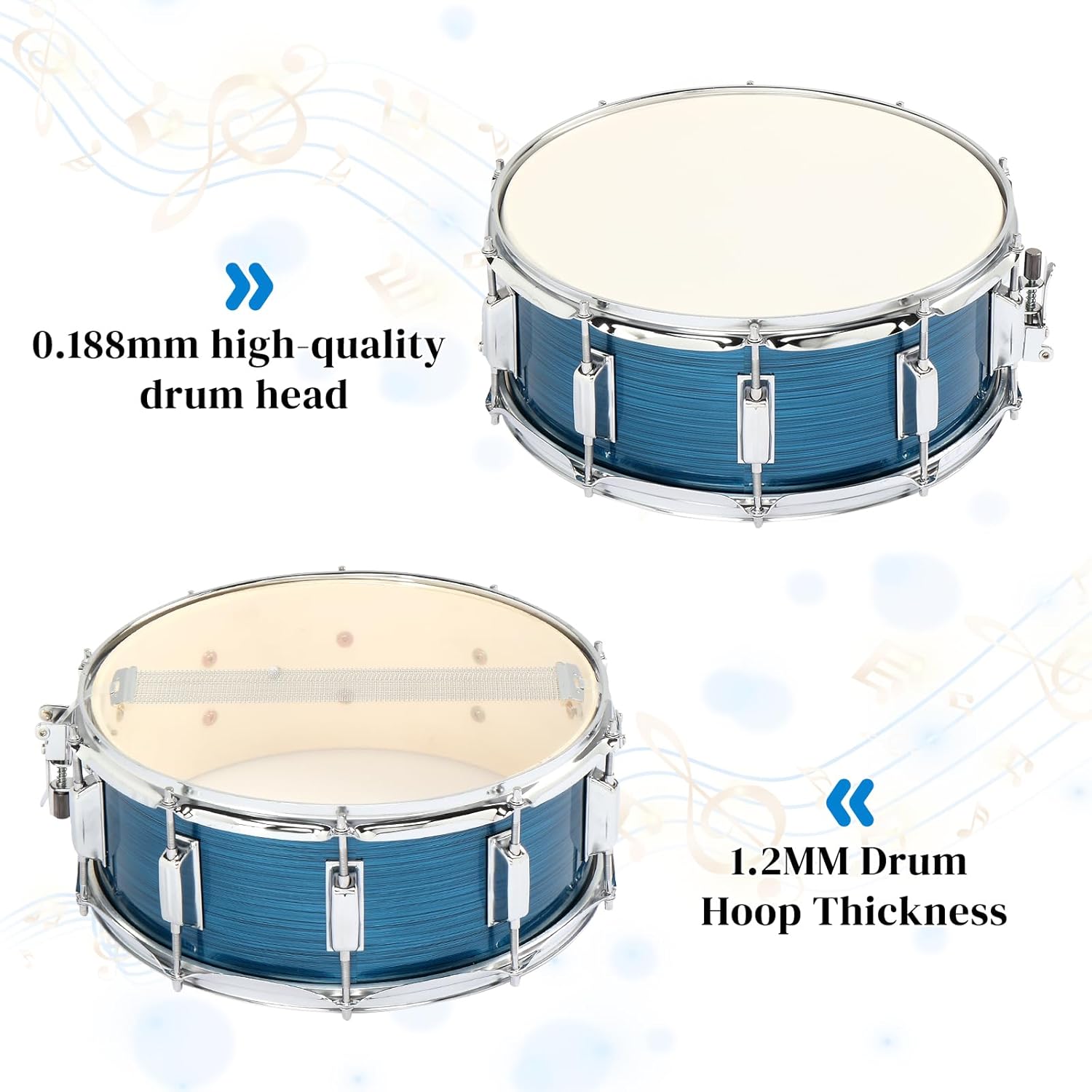 Ktaxon 14 x 5.5 inches Snare Drum Set, Marching Snare Drum Kit for Students Beginners, Comes with Stand Sticks, Key, Bag, Mute Pad and Adjustable Straps (Blue)