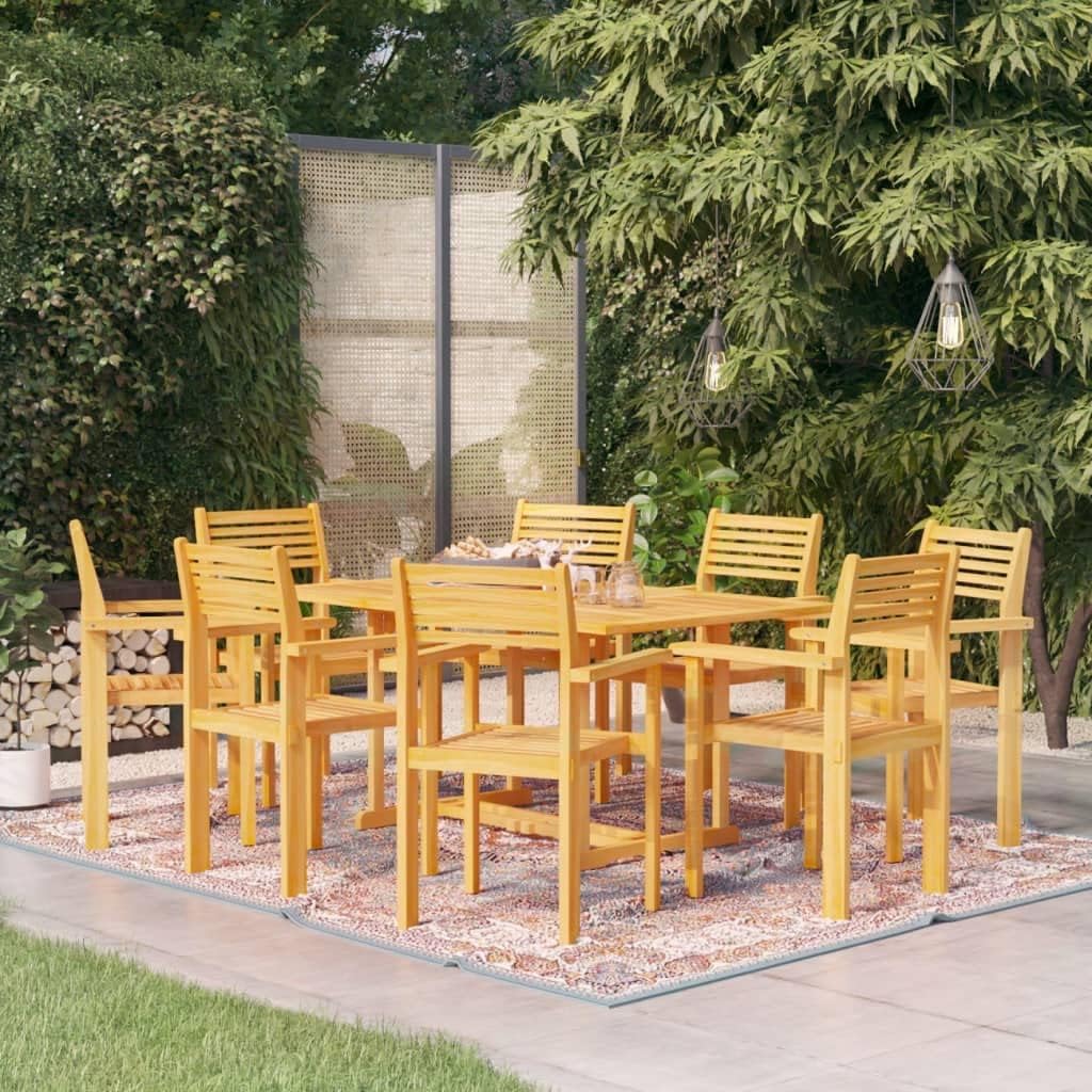 Furniture Sets 9 Piece Patio Dining Set Solid Teak Wood Outdoor Furniture