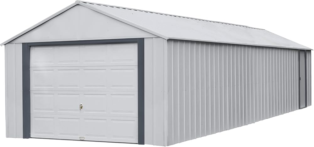 Arrow Shed 12' x 31' Murryhill Garage Galvanized Steel Extra Tall Walls Prefabricated Shed Storage Building, 12' x 31', Flute Gray