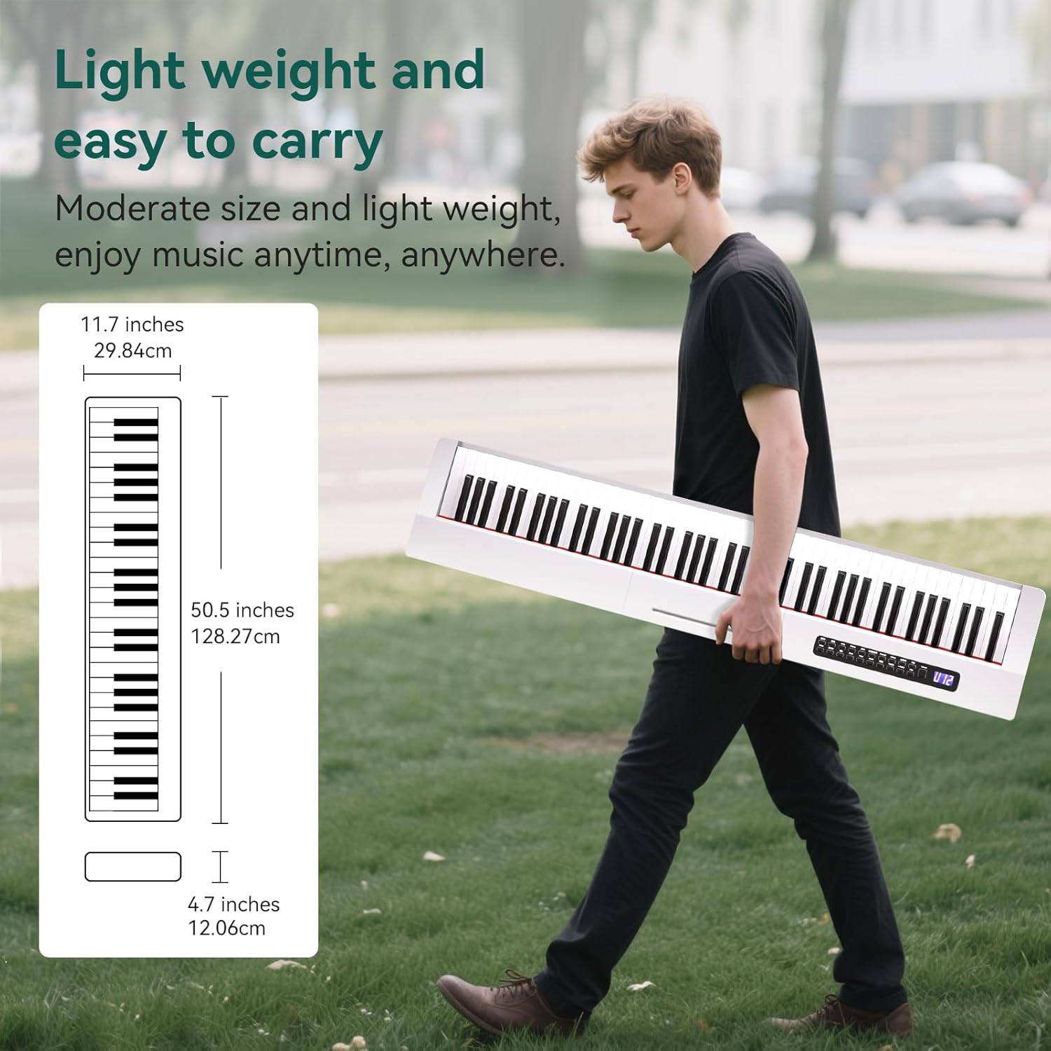 Rosen P21 Semi-Weighted Keyboard 88 Keys Beginner Digital Piano, Portable Electric Piano with Sustain Pedal and Power Supply,White