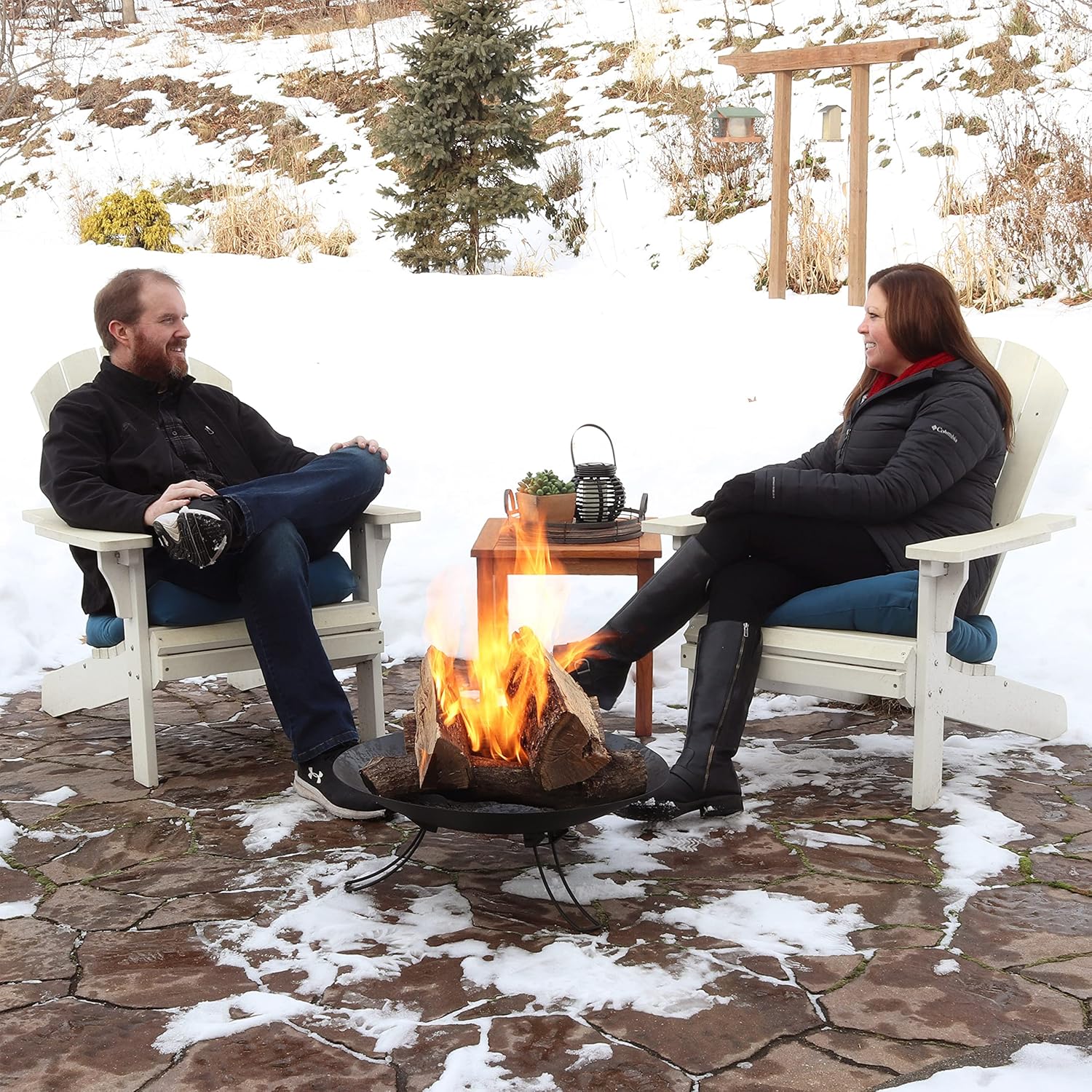 Sunnydaze Portable Folding Fire Pit- Outdoor Classic Ebony 24