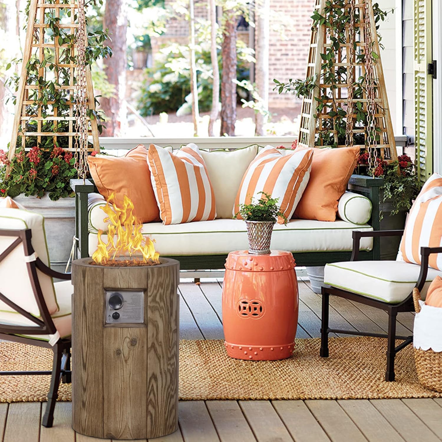 25'' Ore Powder 30,000BTU Adjustable Flame Propane Gas Fire Table with Waterproof Cover