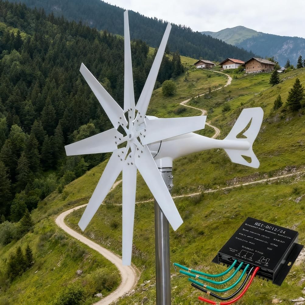 Low Noise 2000W Wind Turbine Generator 8 Blades Windmills Kits 12V 24V 48V 220V with MPPT Charger Controller for Home Use Efficient Wind System