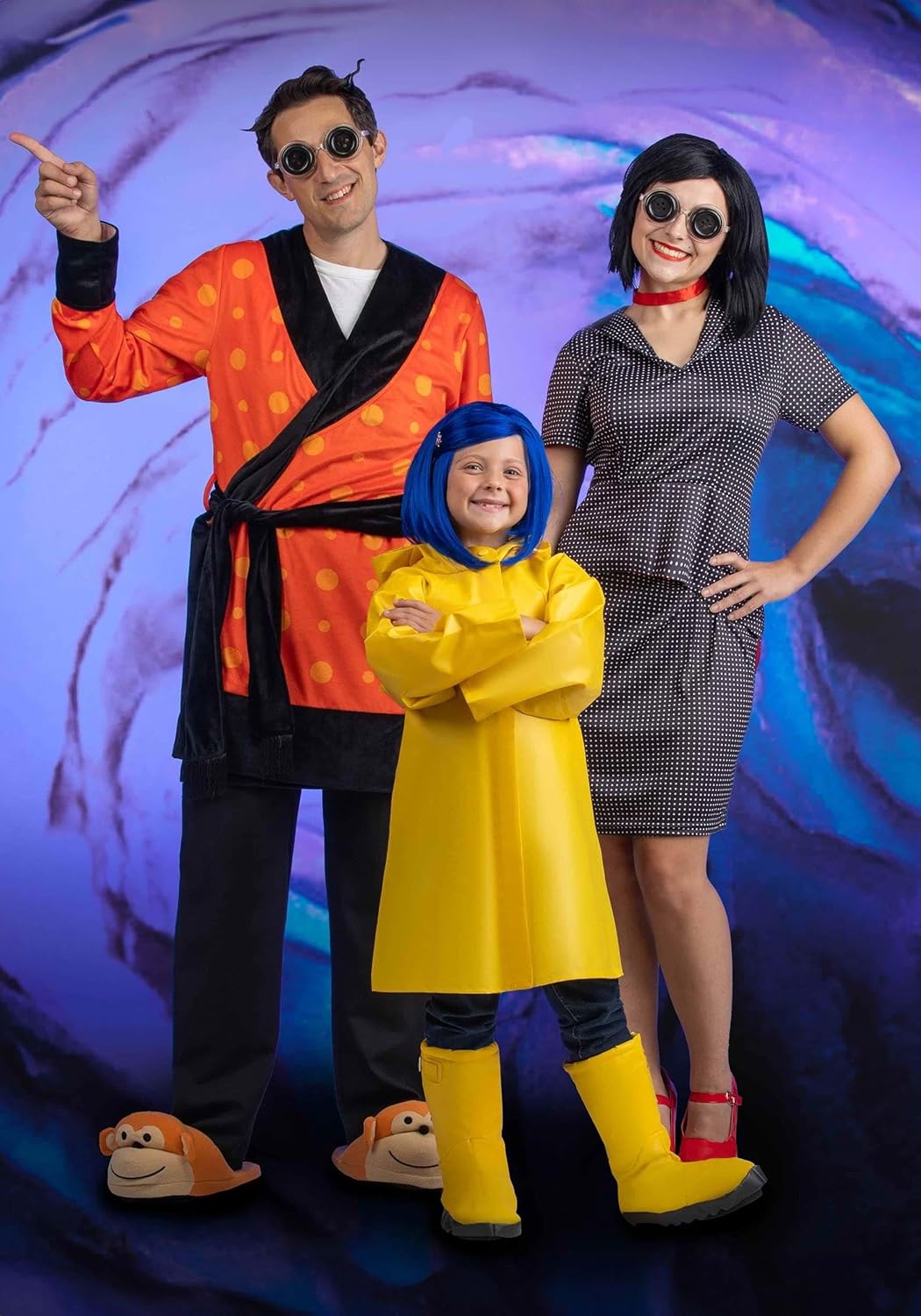 Adult Coraline Other Father Costume - Black Suit, Mask, Gloves, Wig & Accessories