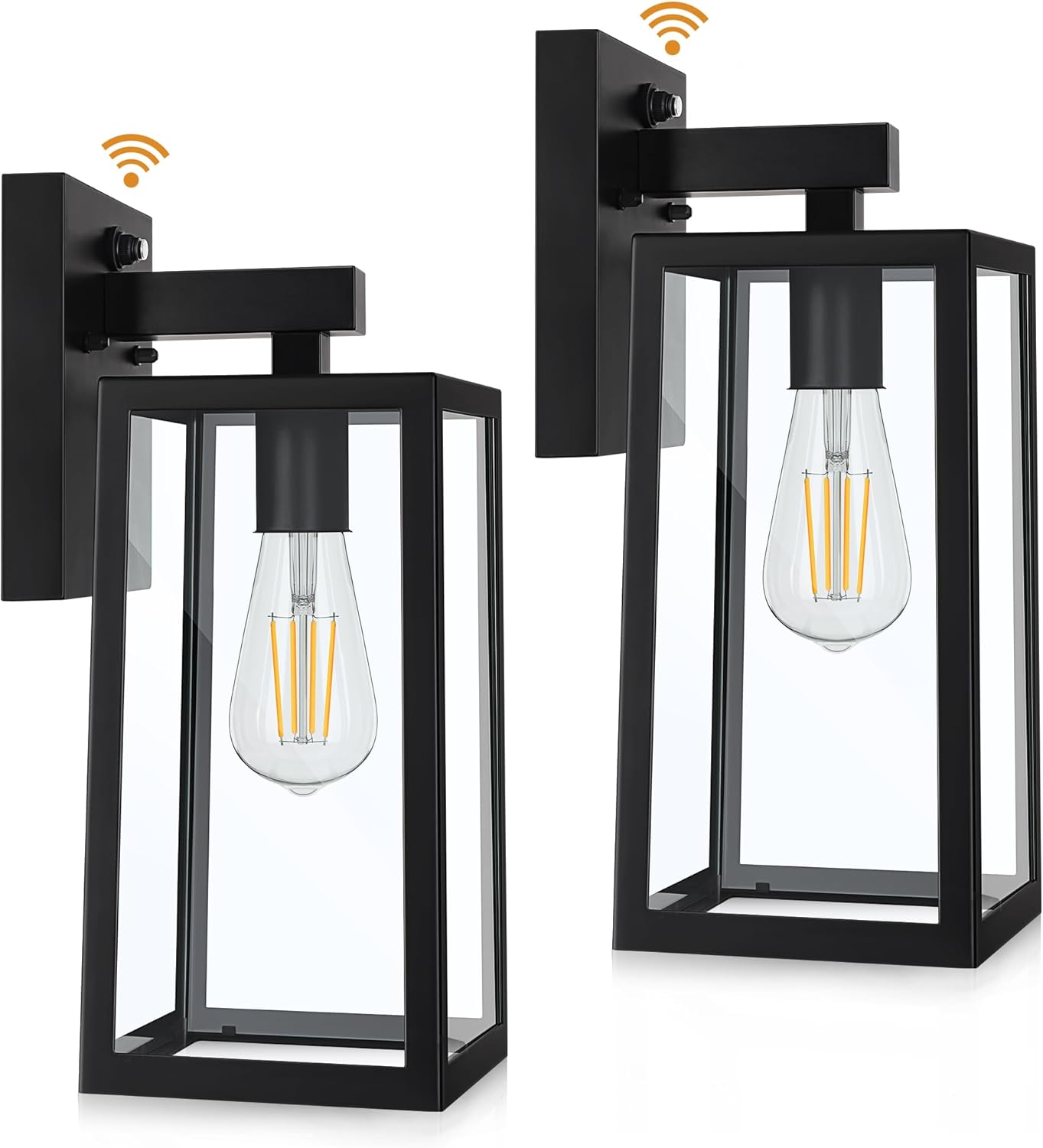 SHINE HAI Dusk to Dawn Outdoor Wall Lantern, Double Extra Large Exterior Wall Sconce Fixture with E26 Base, Waterproof Wall Mount Light, Outdoor Lantern for Porch 2 Pack