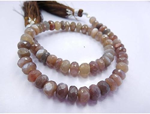 13 inch natural beads strand of 8-9mm faceted rondelle chocolate moonstone gemstone beads for DIY jewelry - necklace, bracelet, earring, ring.