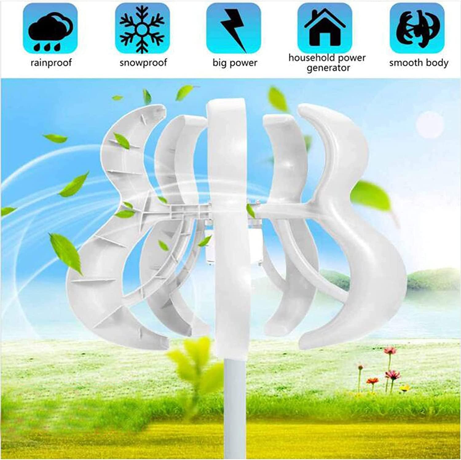 8000W Generator Lantern Vertical Axis Wind Turbines, 12V 24V 48V Motor Kit for Home Hybrids Streetlight Use Electromagnetic