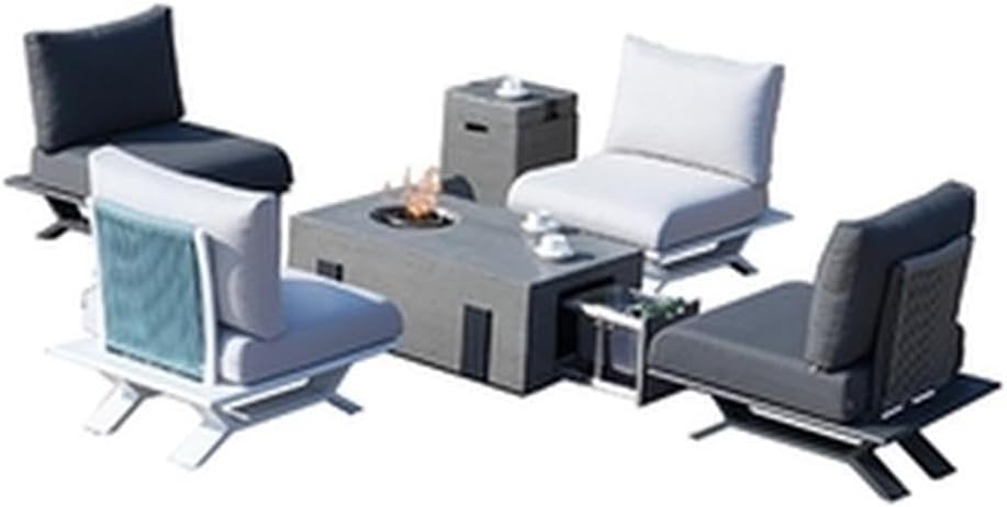 Direct Wicker Mixed Colors Aluminum 4-Person Outdoor Seating Group with Cushions and Firepit