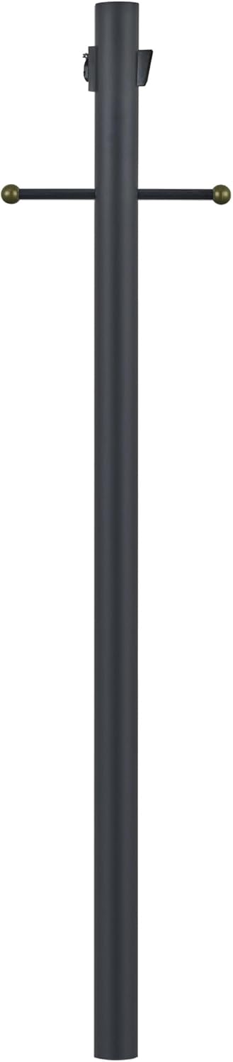 Design House Outdoor Lamp Post, Plastic Cross Arm, Built-in-Outlet, Dusk-to-Dawn Photo Eye Sensor, Easy Installation, Black, 3 in Diameter x 80 in H, 589812