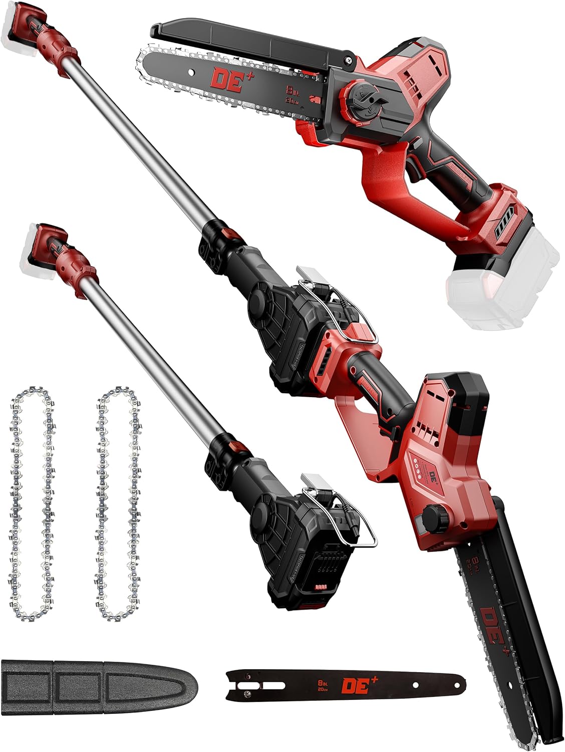 DeForce 2-in-1 Cordless Electric Pole Saw, for Milwaukee M18 18V Battery, Brushless 8