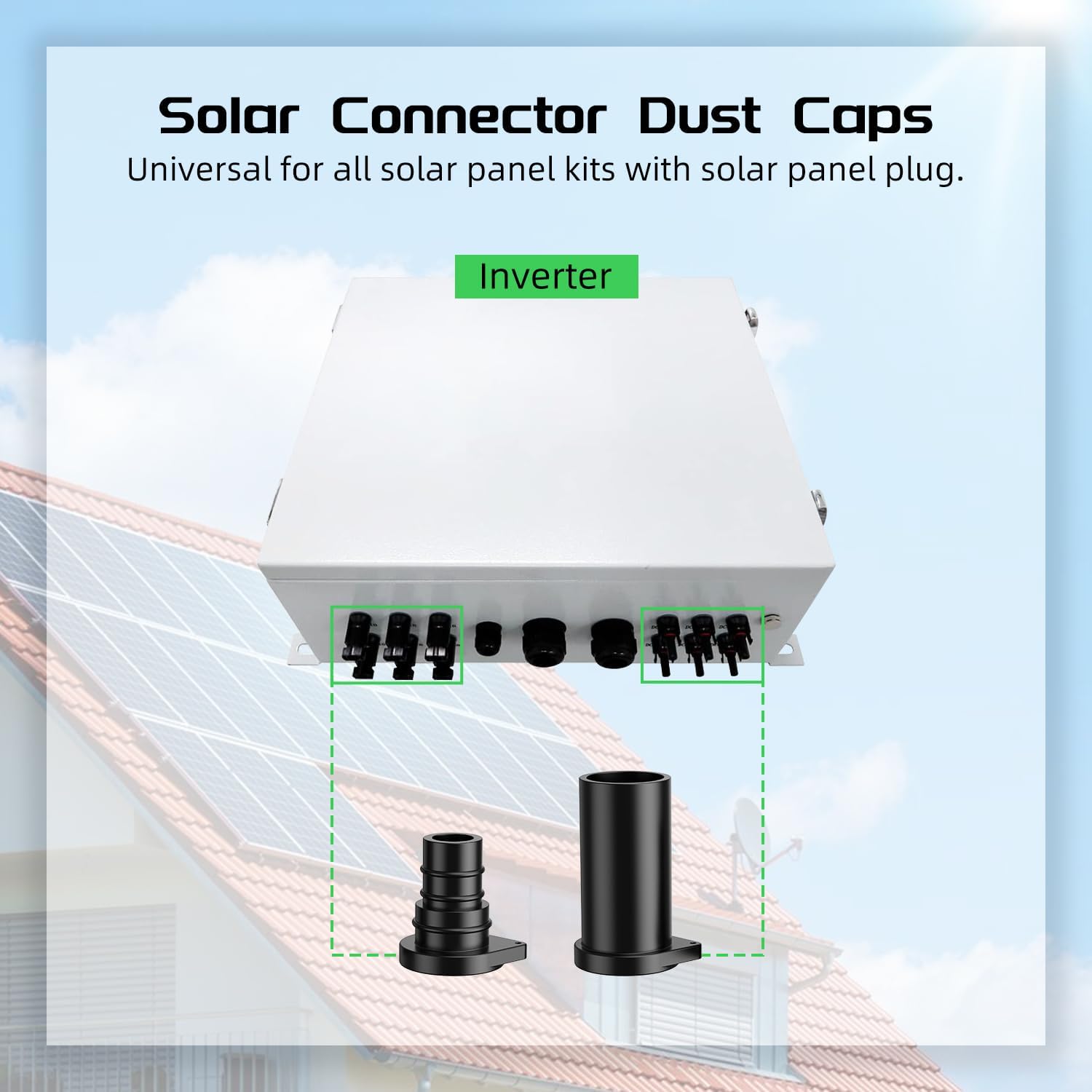 Bateria Power 200 Pairs Solar Connector Caps, IP68 Weather Resistant Dust Male and Female Cap for Solar Panel Connectors