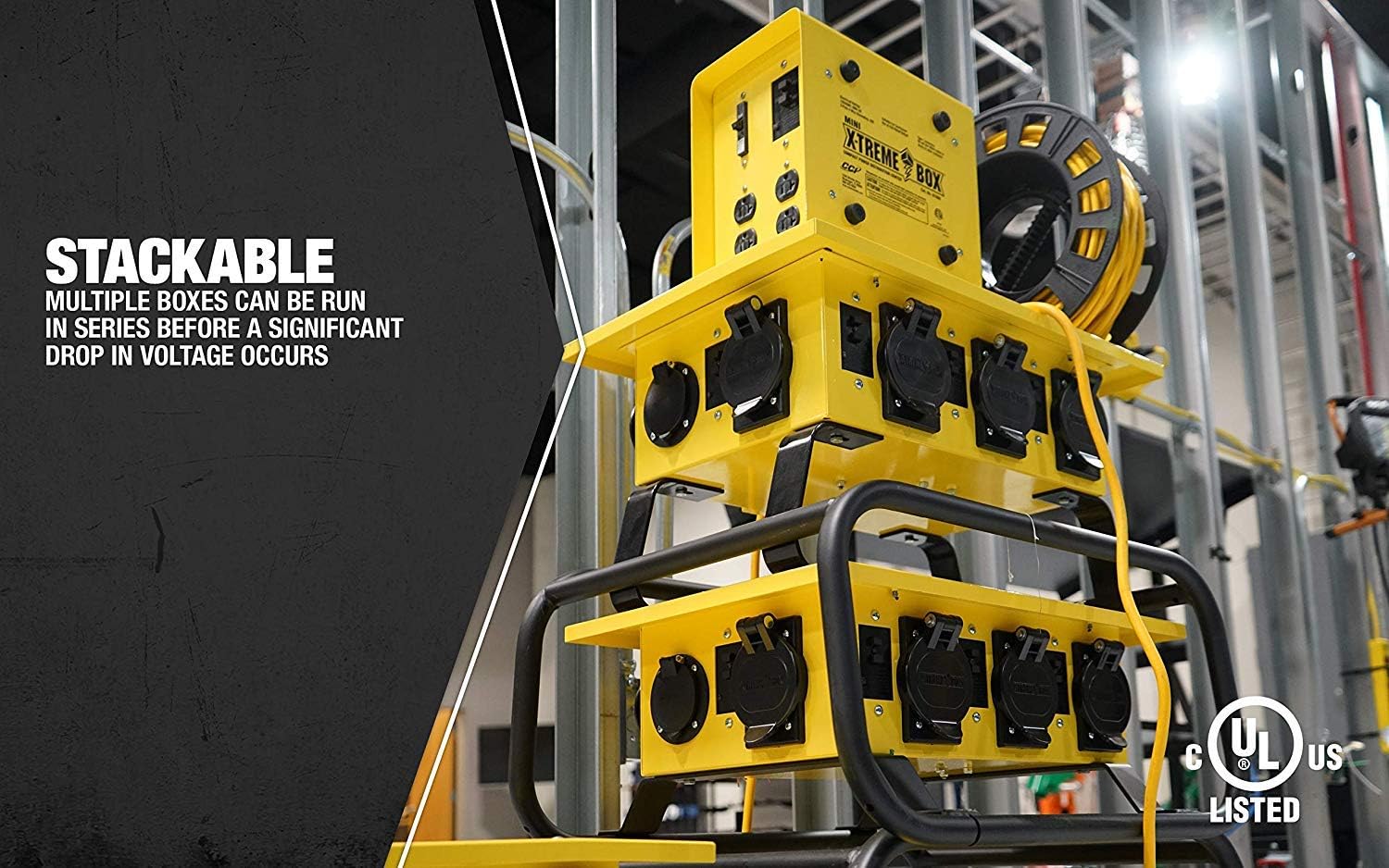 Southwire Temporary Power X-Treme Box - 50A 125/250V Portable Power Distribution with 6 5-20 U-Ground/Straight Blade Receptacles - Rugged Steel Construction