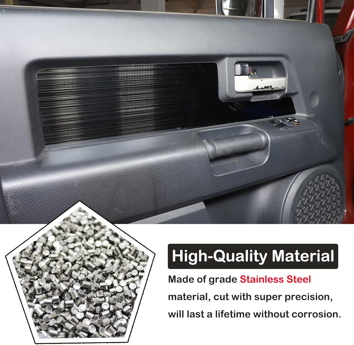 Aunginsy Car Inner Door Panel Trim Cover Compatible with Toyota FJ Cruiser 2007-2021 Car Inner Front Rear Door Look Interior Door Handle Panel Protection Cover Decorative Sticker Interior Accessories