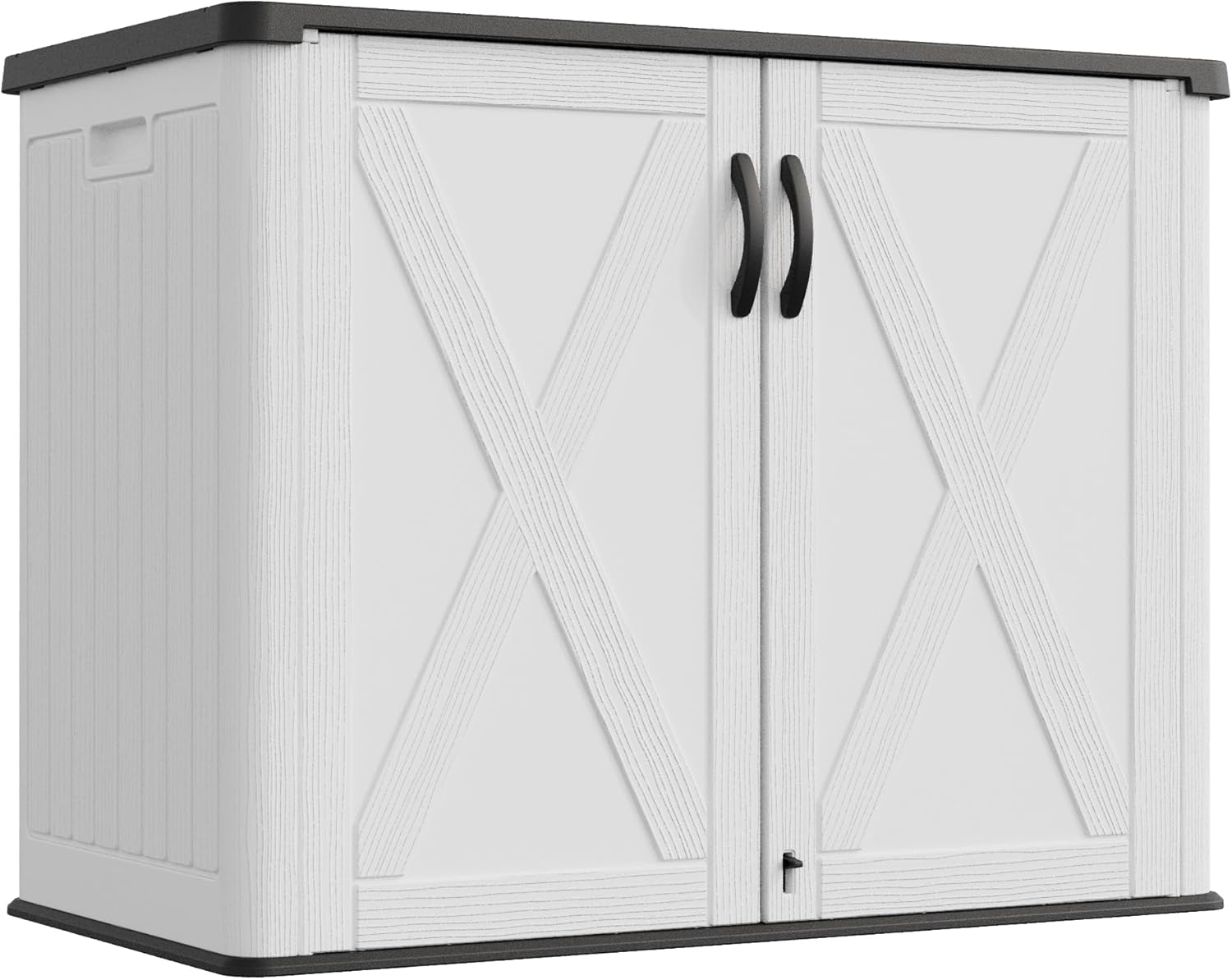 Greesum Outdoor Storage Cabinet, 25 Cu.Ft Deck Box Without Shelves, Waterproof Plastic Storage Bin for Patio Cushions, Gardening Tools, Lockable and Sidehandles, UV Resistant, White