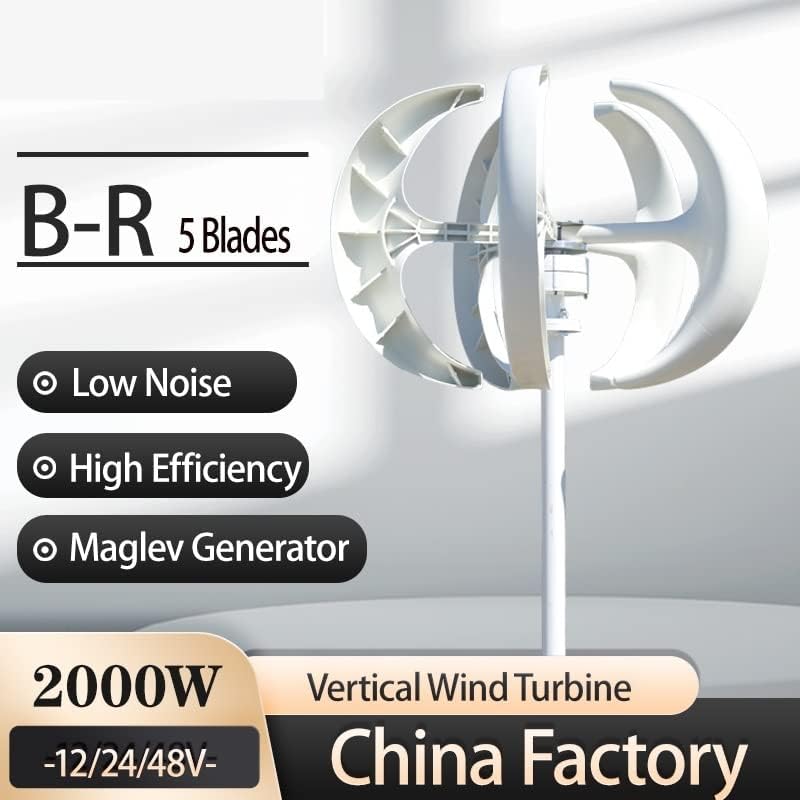 Wind Turbine Generator Kit, 3000W Wind Turbine 12v 24v Vertical Axies Wind Generator VAWT Small Windmill Free Energy With MPPT Charge Controller Homeuse for Hybrid Solar Wind System(White,MPPT CONTROL