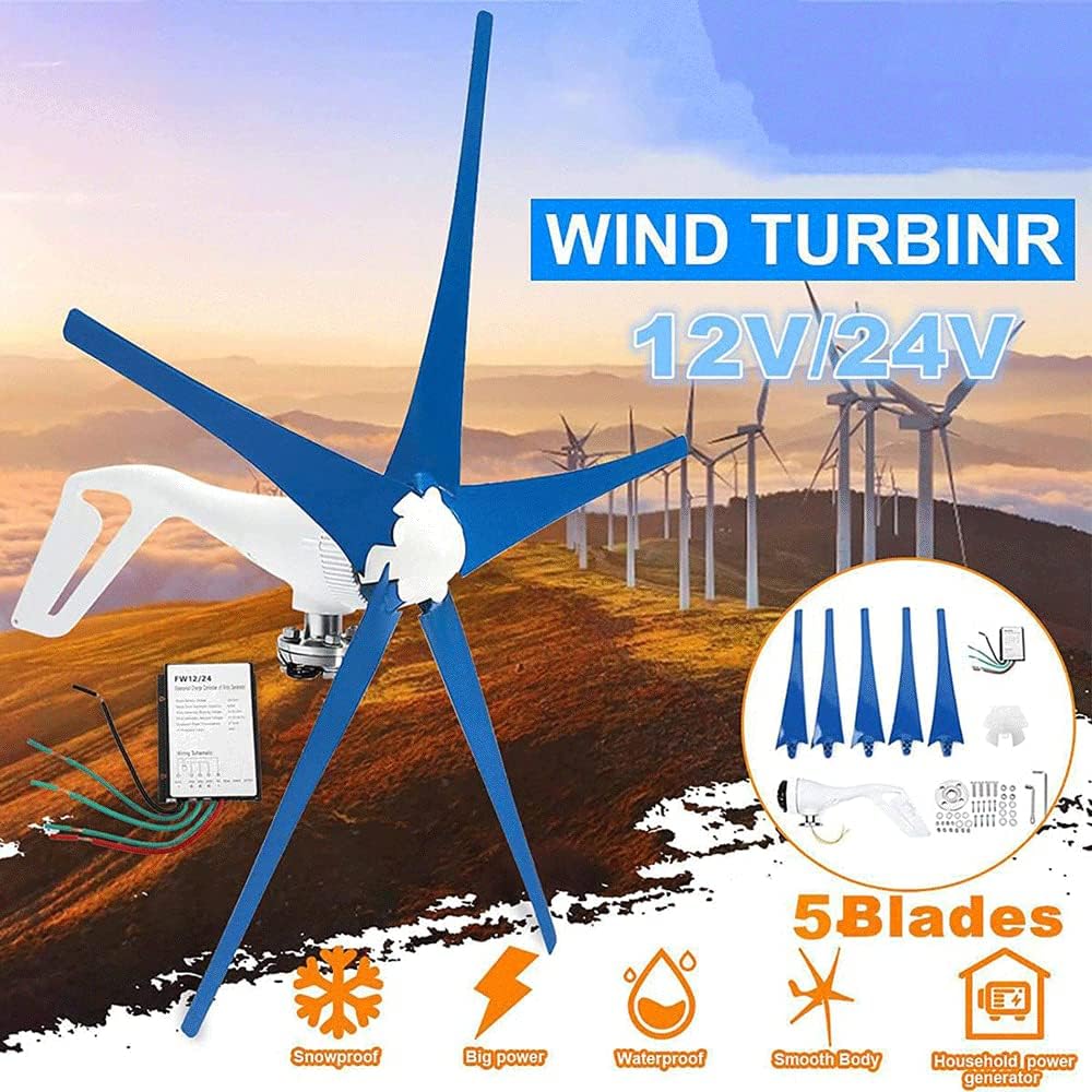 5 Blade Wind Turbine Generator, Vertical Wind Generator, Windmill Energy Turbines with Controller