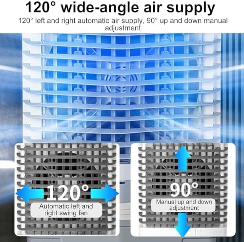 Swamp Cooler Air Conditioner with Water Tank, Evaporative Air Cooler with 4 Ice Box, Quiet Operation, 3 Wind Speeds for Outdoor Indoor Use(90cm/35in)