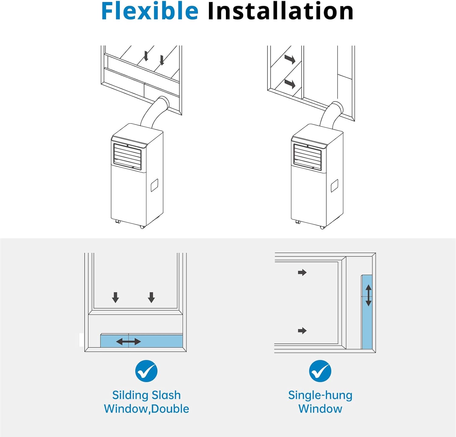 Portable Air Conditioner, 8000 BTU, Portable AC Unit for Room Up to 350 Sq.Ft, 3 In 1 Air Cooler with Fan, Dehumidifer, Freestanding Air Conditioner with Remote Control, White
