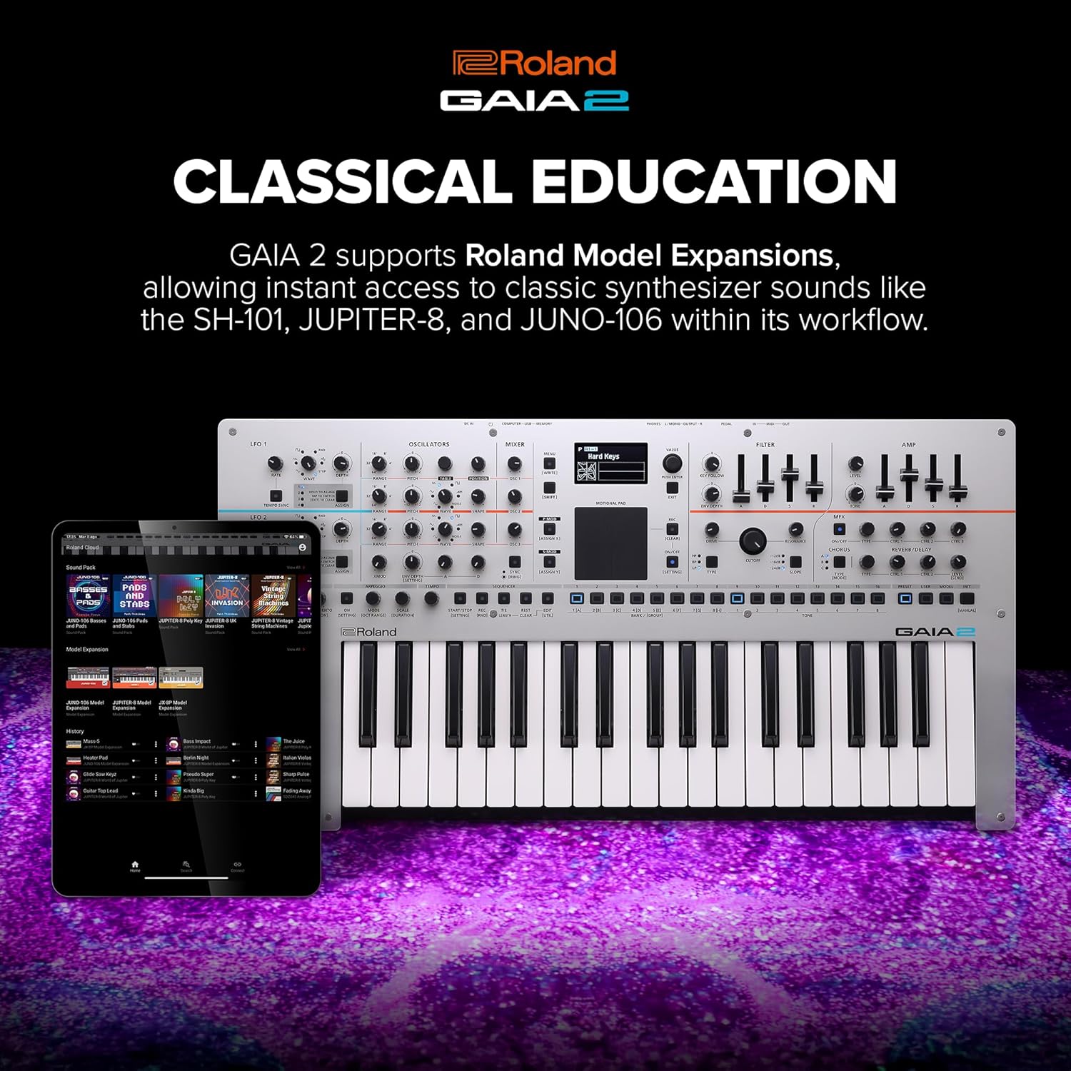 Roland GAIA 2 Synthesizer | Advanced Sonic Capabilities | Hybrid Sound Engine Combining Wavetable & Virtual Analog Synthesis | On-Board Motional Pad