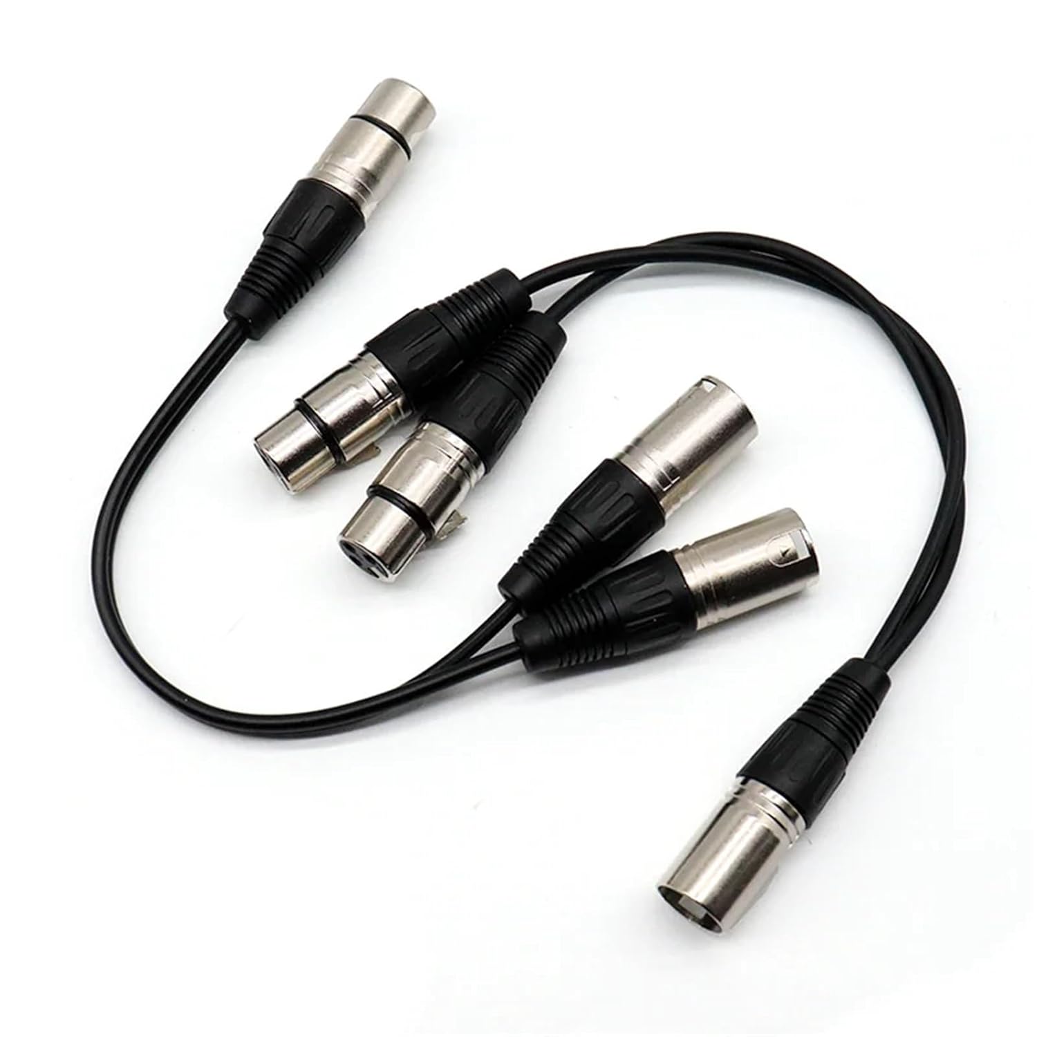 XLR Y Splitter Cable 3Pin Female to Dual Male Adapter Cord for Microphone Mixer Audio Studio DJ 1m 2m 3m 5m 10m 15m(1 Male to 2 Female,15 Meters)
