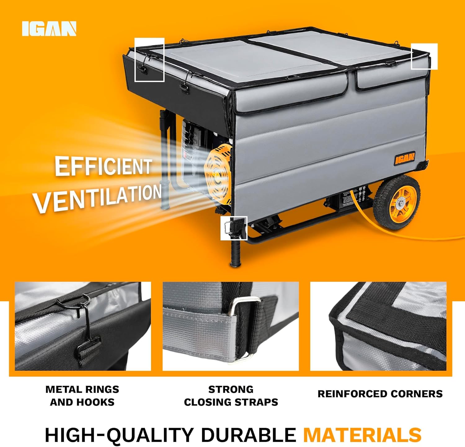 IGAN Generator Covers While Running for most 3500w-12000w Generators - Ultra Heavy Duty Generator Covers for Outside - Portable Waterproof Generator Cover, Generator Enclosure Outdoor Gray