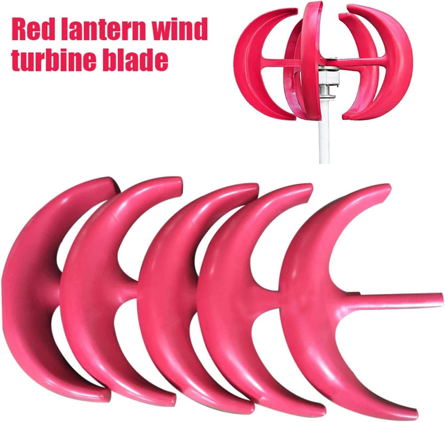 LiuSj JUnSt 10000W Wind Turbines Generator + Controller, 5 Blade Lantern Vertical Axis Wind Turbines Generator Low Noise for Residential Household Streetlight Use(Red)