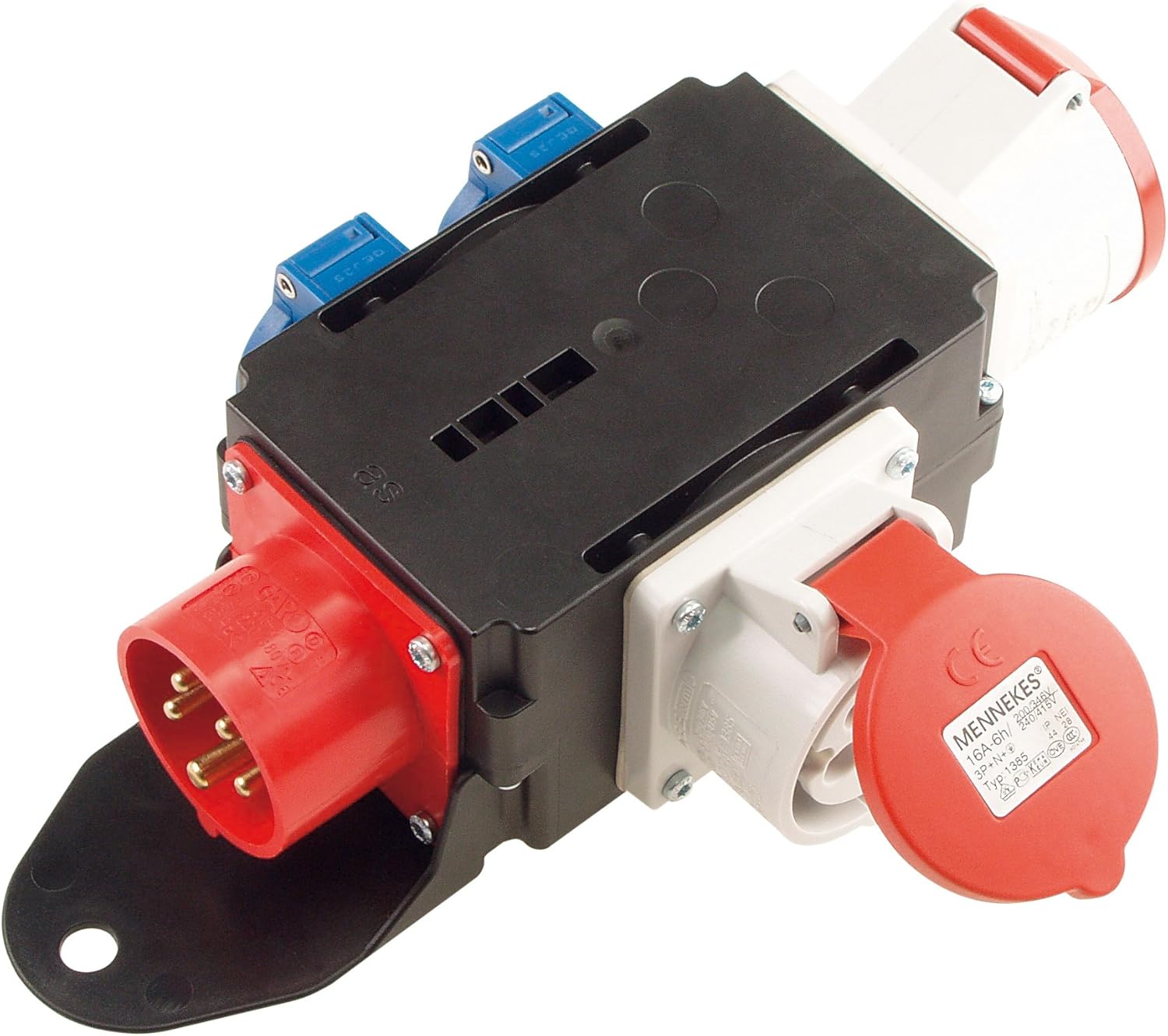 Bachmann 349.006 CEE Adapter, 1x CEE 16A, 1x CEE 16A, 1x CEE 32A, 2x Schuko