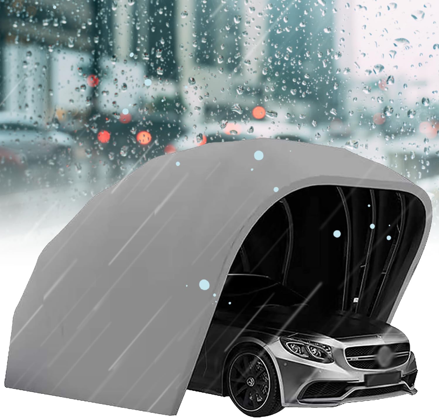 Remote Control Car Tent, Fully Automatic Folding Carport, Portable Anti-Snow and Rainproof Garage Carport, Heavy Duty Vehicle Tool Shed for All-Season,6.4 * 2.8 * 2.65M/21 * 9 * 8.7ft