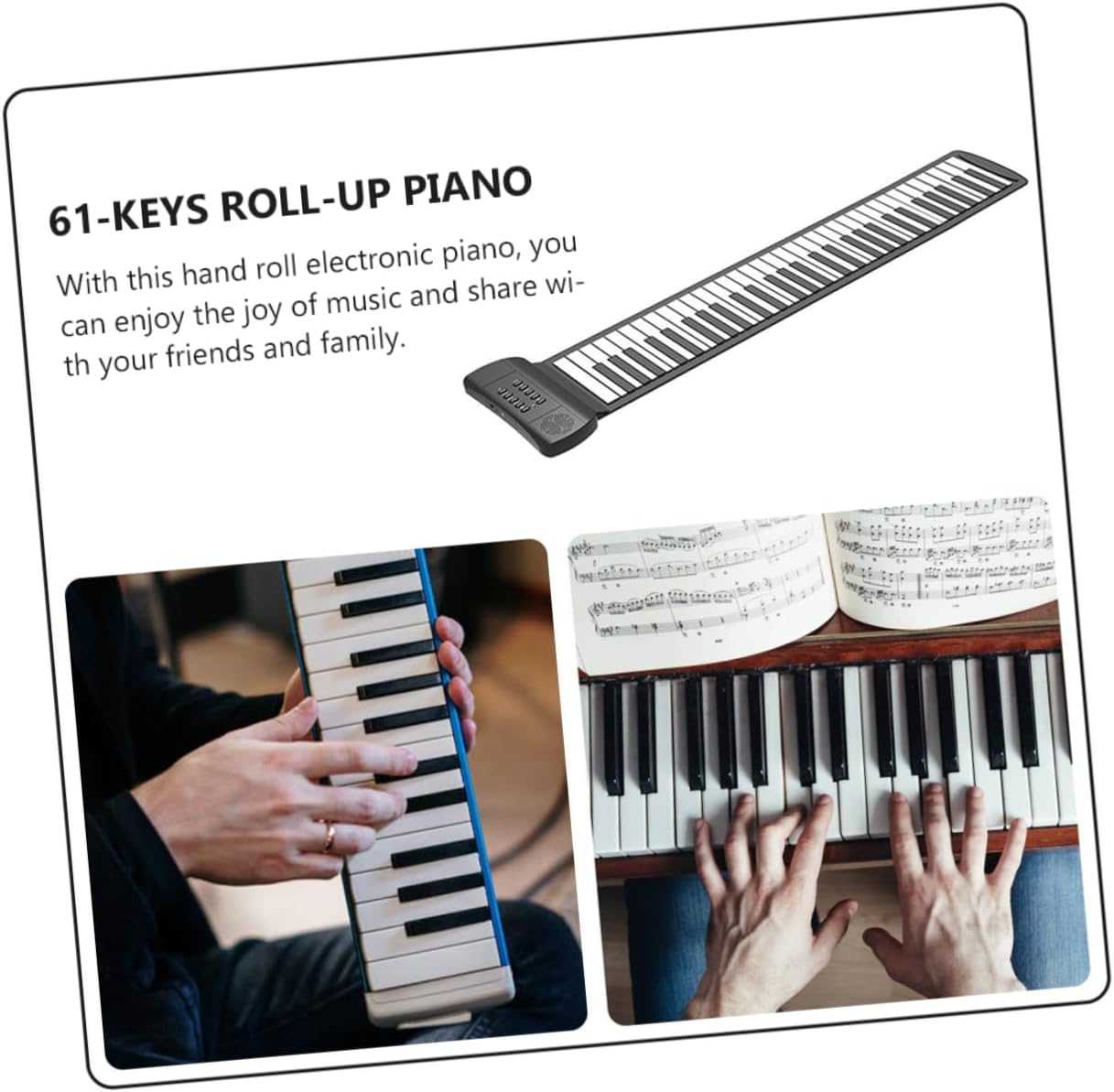 Silicone Roll-up Piano Electronic 61-key Boys and Girls Piano Keyboard Portable for Boys and Girls