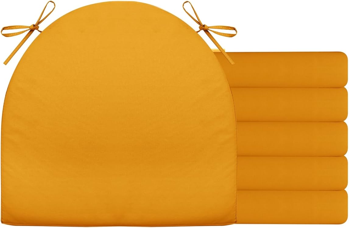 Watertight Outdoor Chair Cushion Set of 2 Removable Seat Cushions with Ties No Slip Dining Chair Pads Green Patio Furniture Accessories (Yellow 40 x 40 x 4 cm 6pcs)