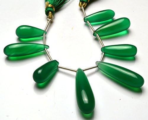 13 inch natural beads strand of 16-29mm smooth drop green chalcedony gemstone briolletes beads for DIY jewelry - necklace, bracelet, earring, ring.