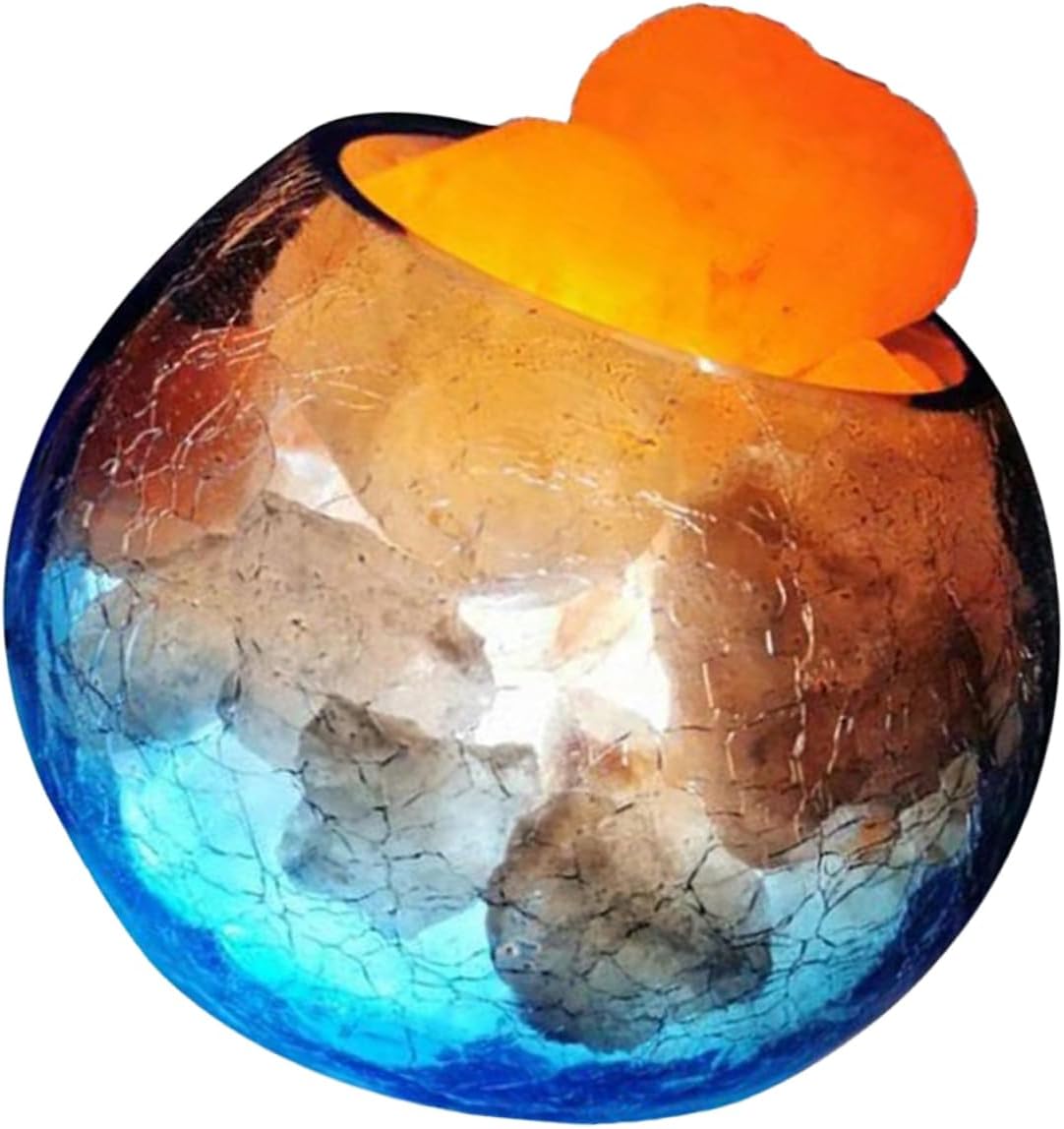 STOBAZA USB Himalayan Cracked Glass Night Light with Dimming Feature for Bedroom Meditation Yoga and Home Decor