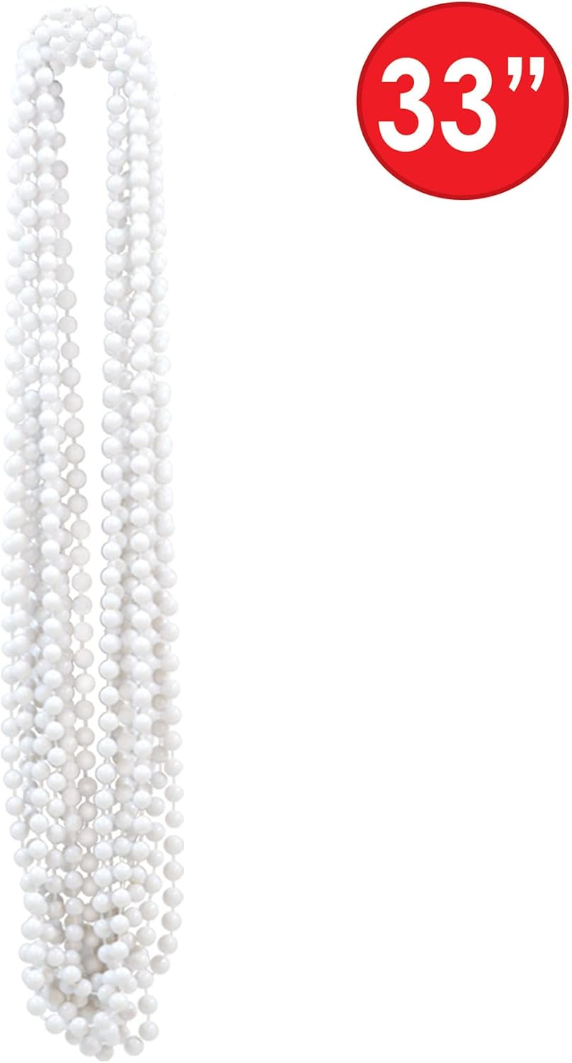 Beistle Bulk 720-Pack Small Round Party Beads, 7mm by 33-Inch, White