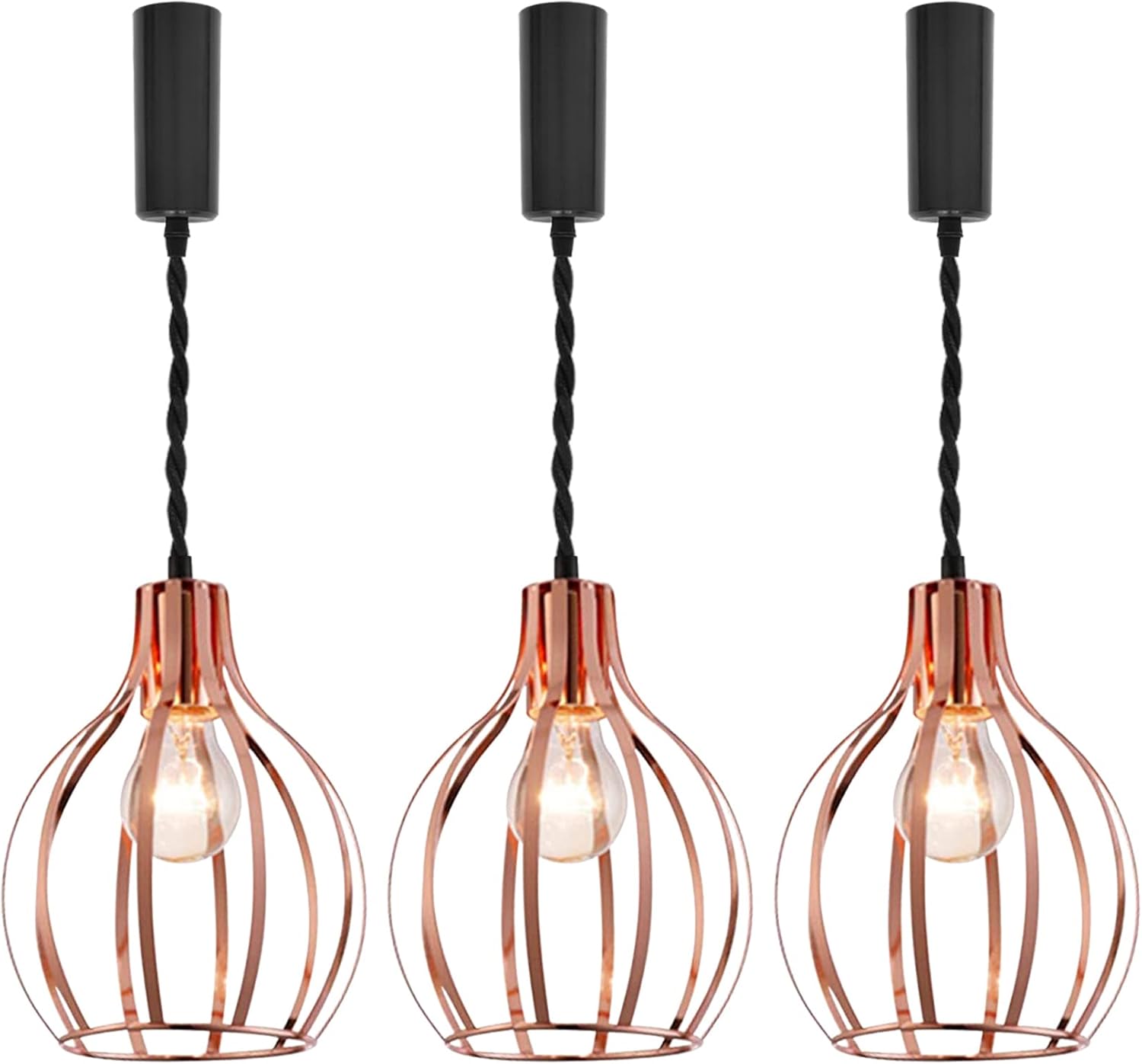 Kiven H-Type Track Lighting Fixture, Modern Copper Metal Halo Track Pendant Light, Adjustable Length Track Light Pedant for Bedroom Kitchen Island Home Lighting, 3-Light