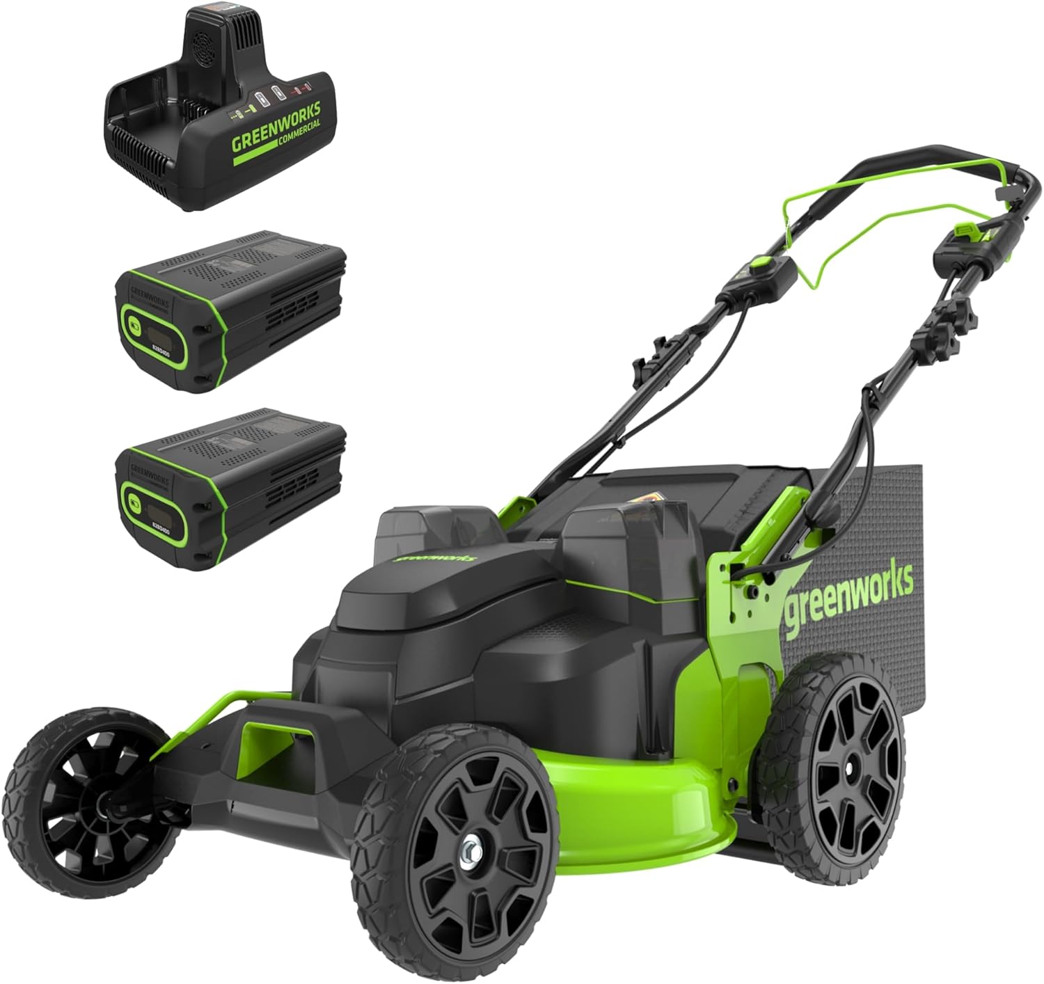 Greenworks 82V 25” Brushless (Self-Propelled) Cordless Lawn Mower, (2) 4.0Ah Batteries and Dual Port Rapid Charger (Great for Landscapers and Professionals)