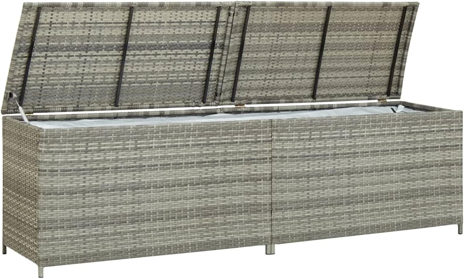 shubiao Garden Storage Deck Storage Box, Outdoor Storage, Patio Storage, Deck Boxes Outdoor Waterproof Poly Rattan 200x50x60 cm Grey