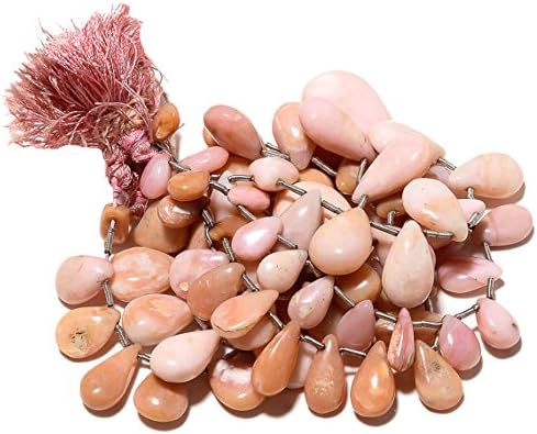 Pink Opal Briolette Beads, Peruvian Pink Opal Pear Beads, Opal Beads, 8x12mm To 10x15mm Each, 24 Pieces