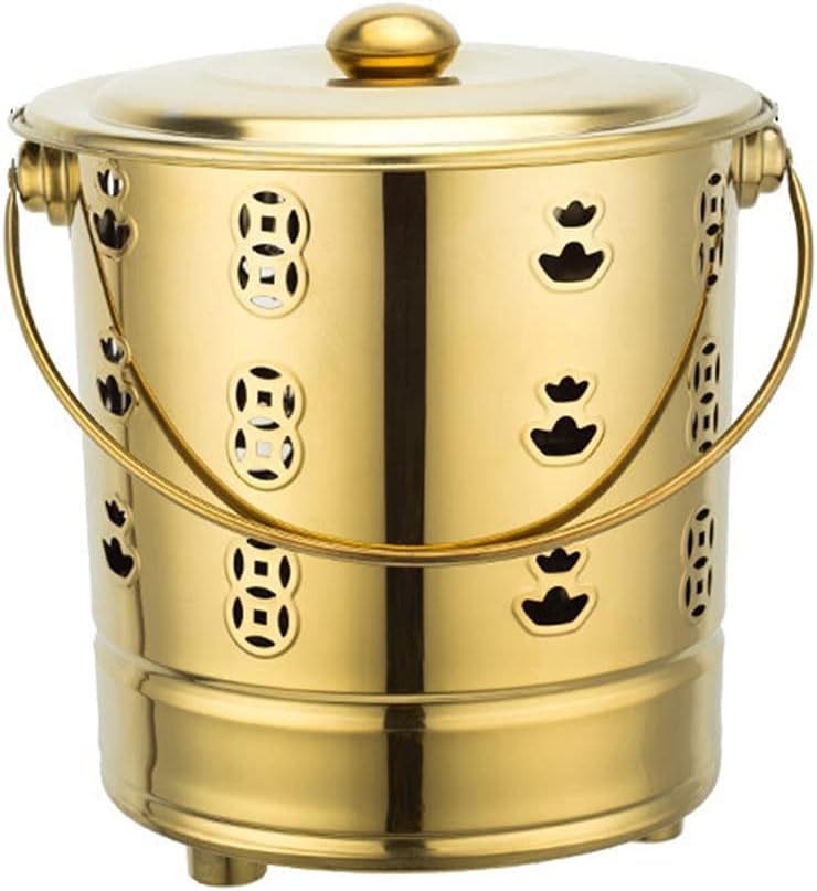 JNYB 1 Set Stainless Steel Burn Barrel Incinerator Cage Barrel Fire Pit Garden Fire Cage Yard Debris Bin for Paper Leaf Trash Wood Backyard Bonfire,Gold,32x35cm