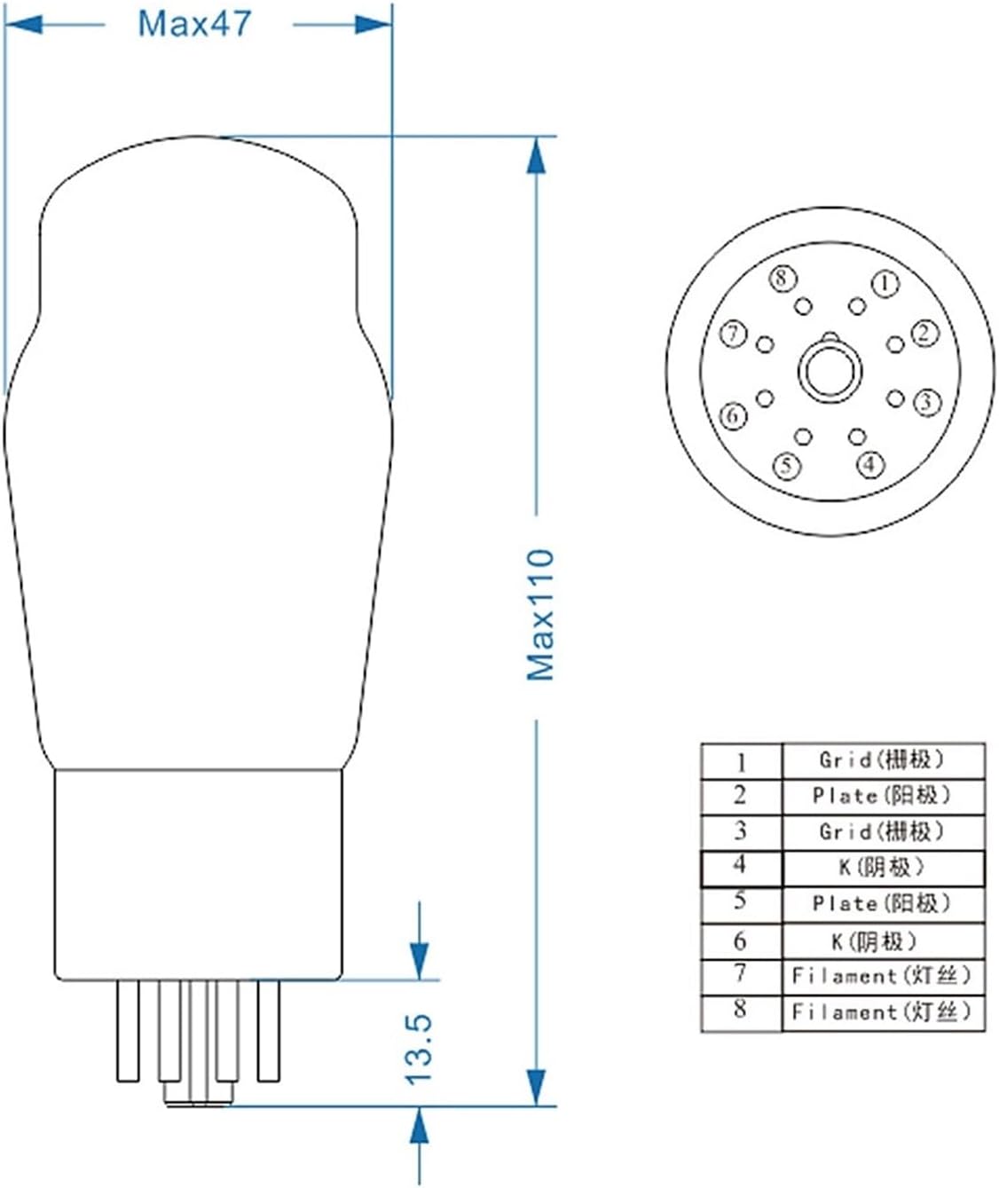 Vacuum Tube Rectifier 6SN7 Vacuum Tube Replaces 6N8P 6H8C CV181 6SN7GT HiFi Audio Valve Electronic Tube Amplifier Kit DIY(2pcs Matched Pair)