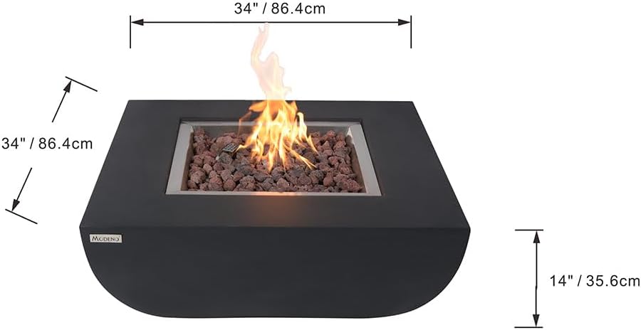 Modeno Outdoor Fire Table Aurora Concrete Natural Gas Firepit,Black