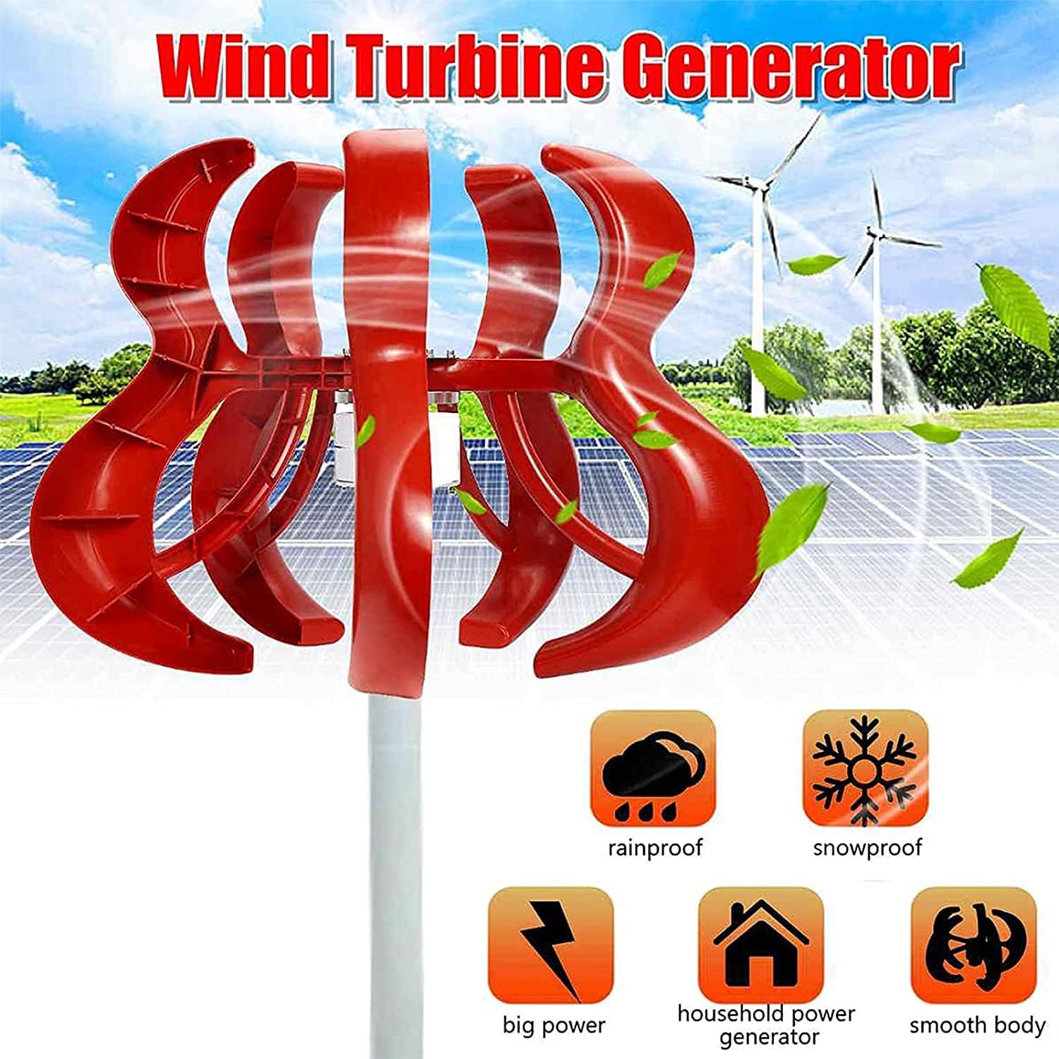 10000W Vertical Axis Wind Turbines, 12V 24V Generator Lantern Motor Kit Windmill Energy Coating Turbines